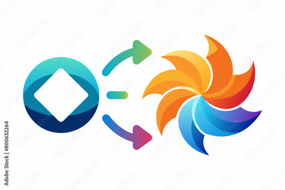 Poster transformation and change icon vector incorporating morphing shapes or gradients