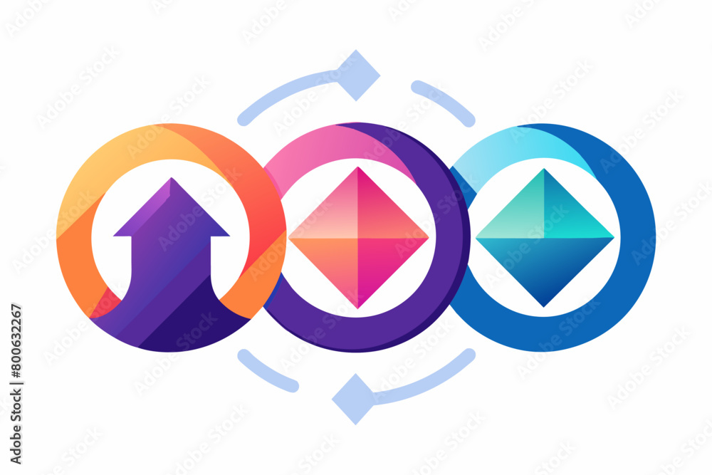 Poster transformation and change icon vector incorporating morphing shapes or gradients