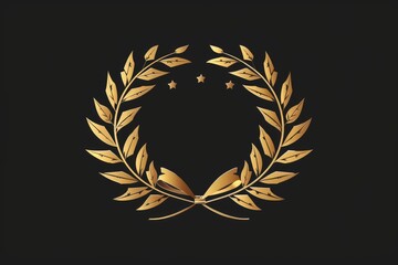 Elegant gold laurel wreath on a sleek black background, perfect for awards and achievements