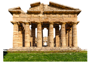 PNG.  The ruins of an ancient temple. The Greek temple. Front view.