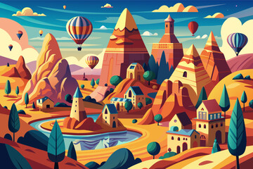 The otherworldly landscapes of Cappadocia in Turkey, with its fairy chimneys, ancient caves, and hot air balloon rides