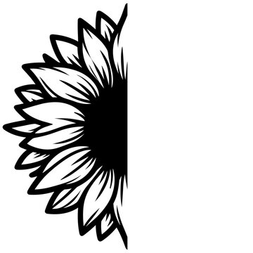 recommend clip art: Sunflower Half Outline