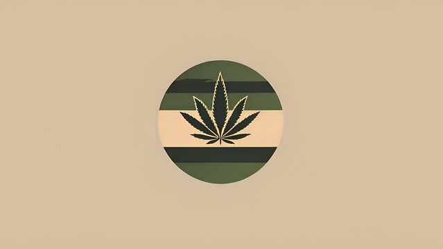 Pushing towards an illustration of a green marijuana leaf in a circle with green stripes. Logo or background for Minnesota based cannabis products company.