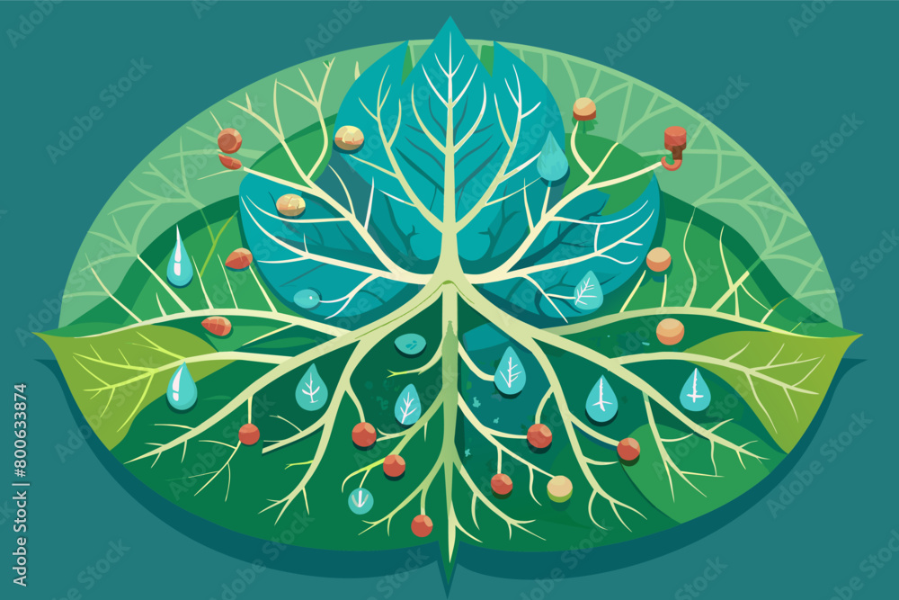 Poster The intricate network of veins in a leaf, transporting water and nutrients to every part of the plant