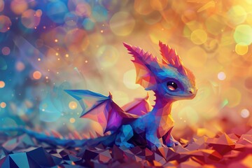A vibrant dragon perched on a pile of paper. Ideal for educational or fantasy themed designs