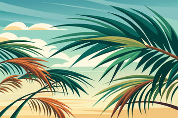 Fototapeta na wymiar The gentle rustle of palm fronds in the breeze
