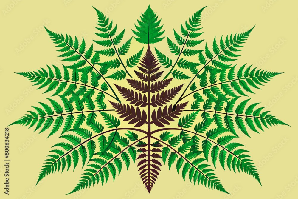 Poster The fractal pattern of a fern leaf, with repeating shapes and self-similar structures at different scales