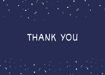 Thank you card design with white sparkles and blue background