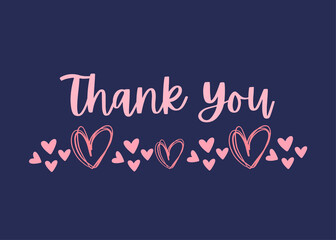 minimalist thank you card design with pink hearts