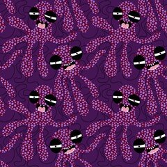 Fototapeta premium Summer animals print monsters seamless octopus pattern for wrapping paper and fabrics and linens