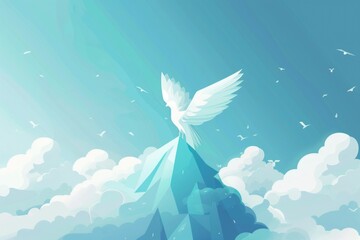 A bird soaring above a majestic mountain. Perfect for nature-themed designs