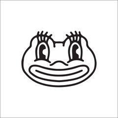 vector cute frog head outline