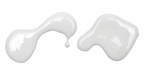 Spilled milk puddle isolated on white background and texture, top view