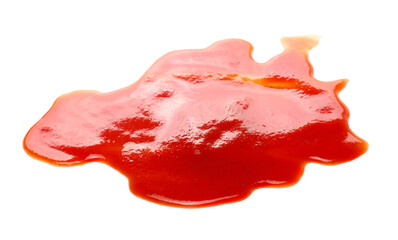 Ketchup, tomato sauce isolated on white background, side view