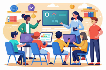 A coding workshop where students learn programming languages and computational thinking skills, preparing them for careers in technology and software development