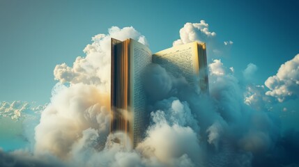 Tall Building Surrounded by Clouds