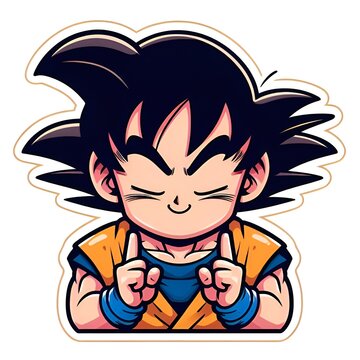Illustration of the character Goku from Dragon Ball, sticker
