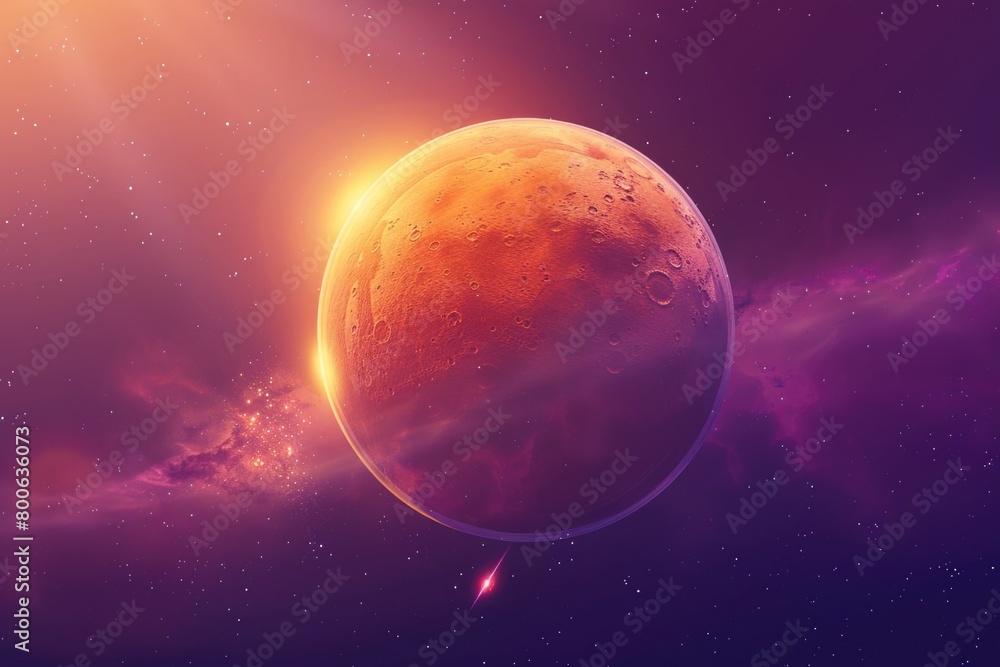 Aufkleber A striking image of a red planet with a star in the background. Perfect for space-themed designs