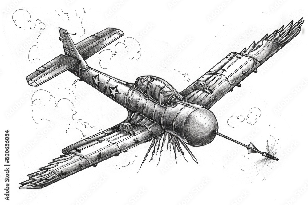 Poster a dynamic illustration of a fighter plane soaring through the air. perfect for military and aviation