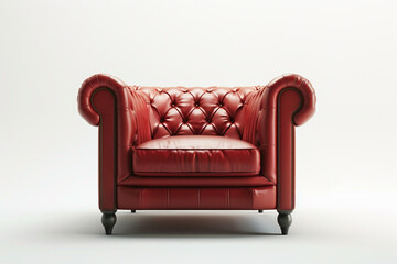 A front view of a Chesterfield chair, showcasing its wide and welcoming seat, perfect for relaxation, isolated on solid white background.