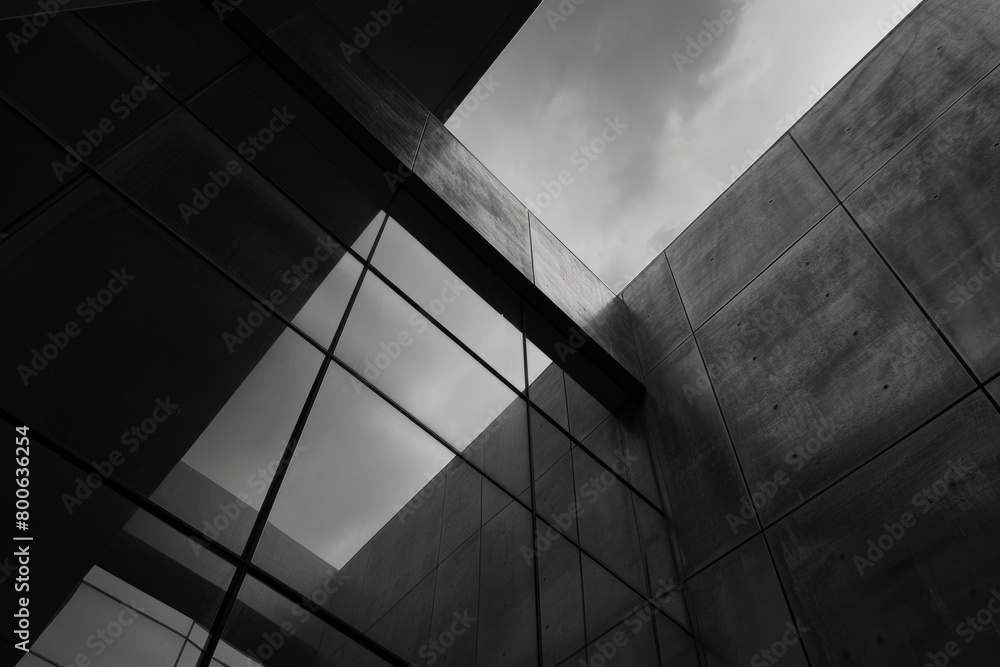 Poster black and white photo of a building. suitable for architectural projects