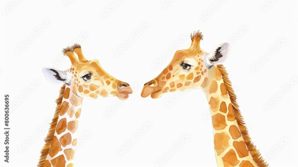 Poster image of a couple of giraffes standing next to each other. suitable for wildlife or animal-related p