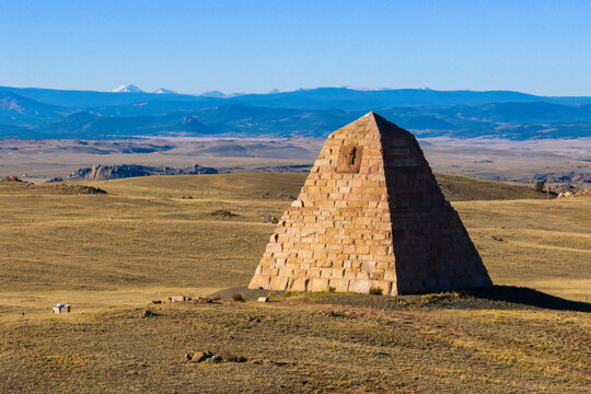 Drone Aerial of the Ames Monument Near Laramie, Wyoming