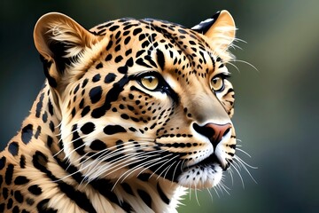 Portrait of leopard with captivating gaze and natural pose. Generative AI. 