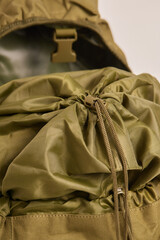 zipper Close-up of backpack . Traveler
