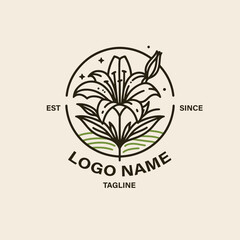 Hand drawn lily logo boho style