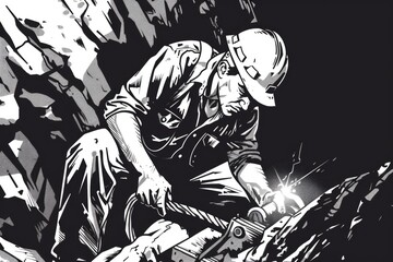 A man working on a piece of metal. Suitable for industrial concepts