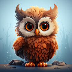 Obraz premium Watercolor Owl vector, clipart Illustration, Generative Ai