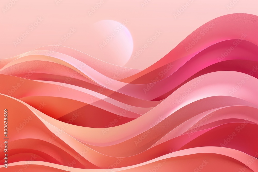 Poster Abstract background with pink and orange waves and sun, suitable for various design projects
