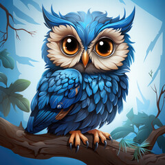 Fototapeta premium Watercolor Owl vector, clipart Illustration, Generative Ai
