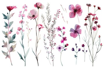 A bunch of pink flowers on a clean white background. Perfect for spring or feminine themes