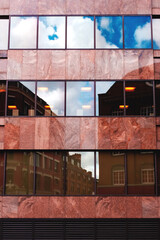 Reflections on glass building 