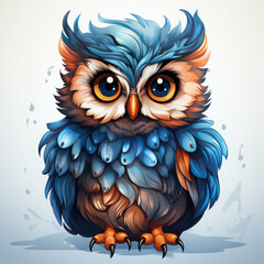 Obraz premium Watercolor Owl vector, clipart Illustration, Generative Ai
