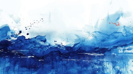 abstract wallpaper illustration with paint bold brushes, good light and predominant bright blue on a white background
