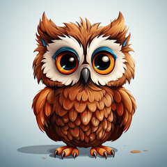 Obraz premium Watercolor Owl vector, clipart Illustration, Generative Ai