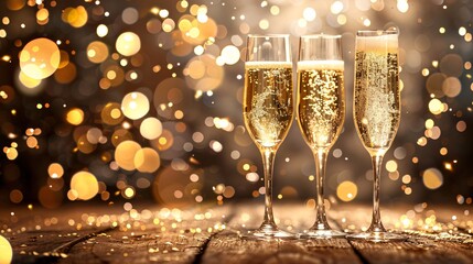 a festive scene with champagne glasses brimmed