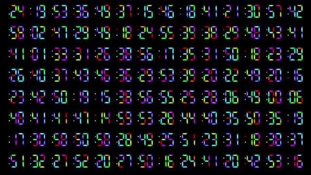 rainbow digital numbers clock