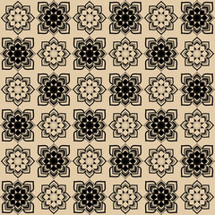 seamless black and white pattern with flowers abstract geometric background graphic design print for fabric web page surface textures wrapping paper vector illustration