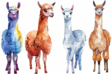 A group of llamas standing together. Perfect for animal lovers and nature enthusiasts