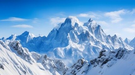 Fototapeta na wymiar Panoramic view of the Mont Blanc massif in Chamonix, France