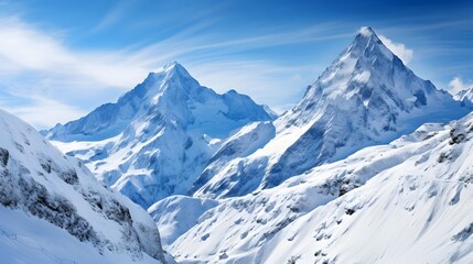 Fototapeta na wymiar panoramic view of snow covered alps in swiss alps