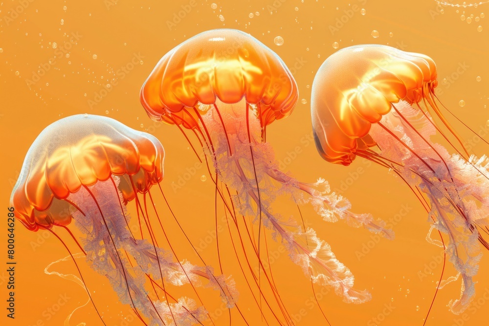Poster a group of jellyfish floating in the water. suitable for marine life concepts