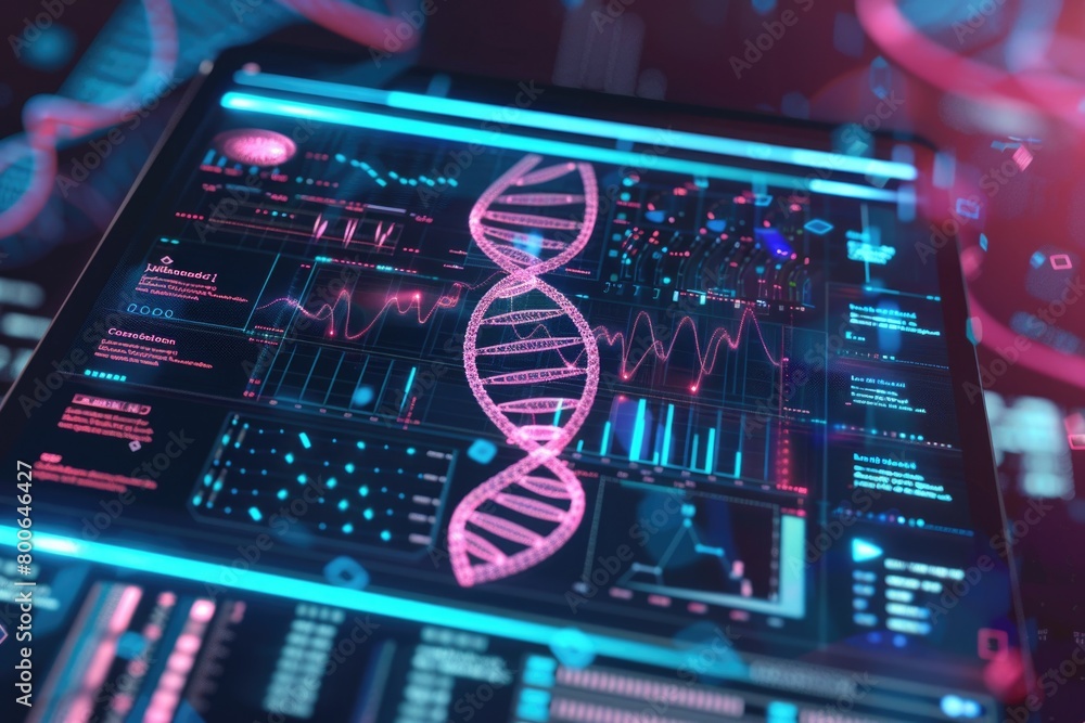 Aufkleber a detailed dna model displayed on a computer screen. perfect for scientific and educational projects