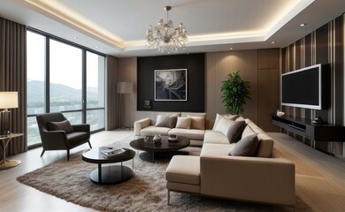 Fototapeta premium modern luxury living room interior design