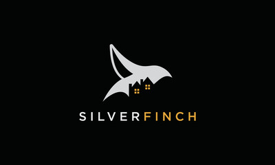 illustration for a Silver finch with bird and house logo 
