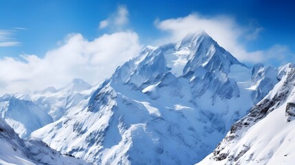 Fototapeta na wymiar Panoramic view of the snowy mountains in the Alps, Switzerland